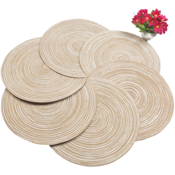 LSHUIGEN Round Placemats Set Of 4 Round Table Placemats Braided Cotton